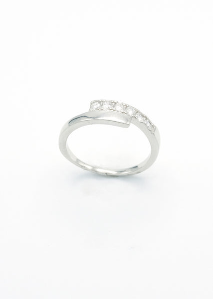 Cross Over CZ Band Ring