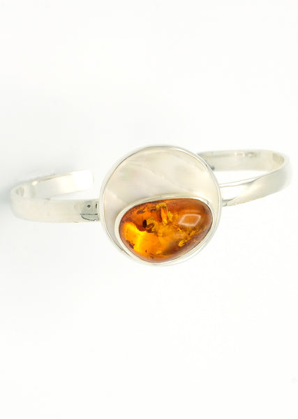 Pearl And Amber Cuff Bracelet
