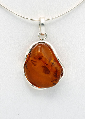 Free Form Cognac Amber Pendant