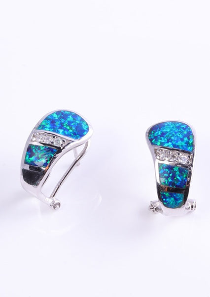 Opal and CZ Earrings