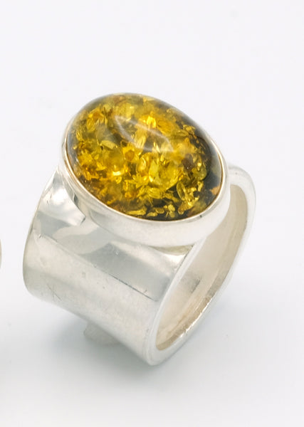 Citrine Green Amber Adjustable Ring