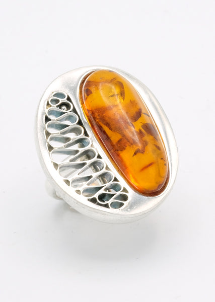 Cognac Amber Weave Ring