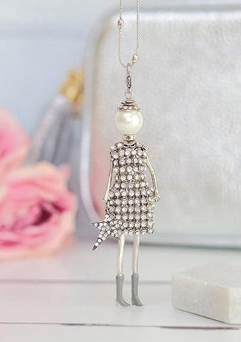 French Diva Doll Necklace Lady Gaga Silver