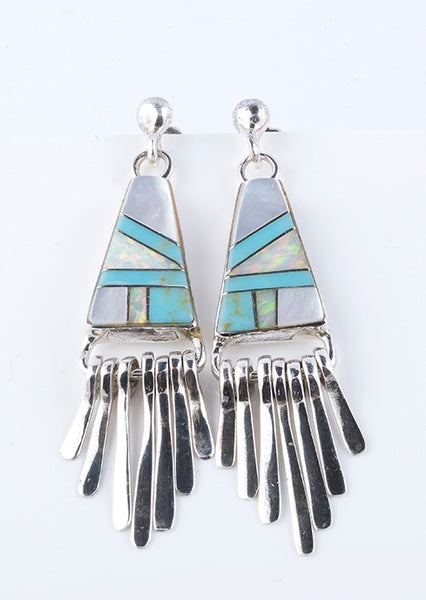Turquoise and Opal inlaid Southwestern Earrings