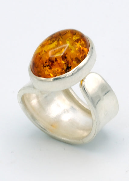 Cognac Amber Adjustable Band Ring