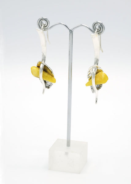 Contemporary Butter Amber Leaf Earrings