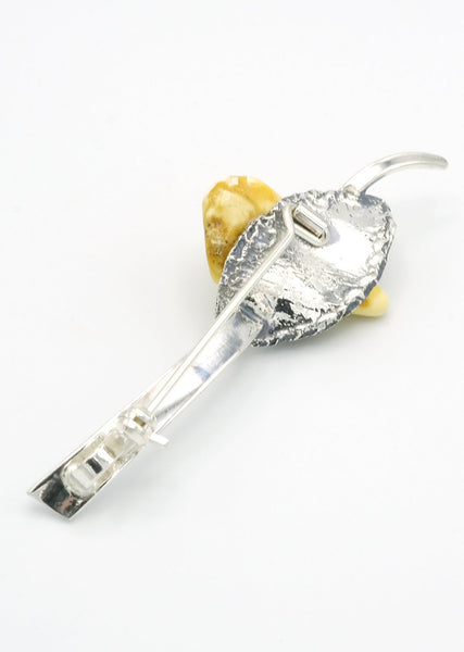 Contemporary Butter Amber Leaf Pin/Pendant