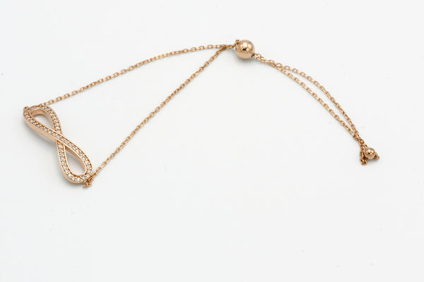 Rose Gold Slider Tennis Infinity Bracelet