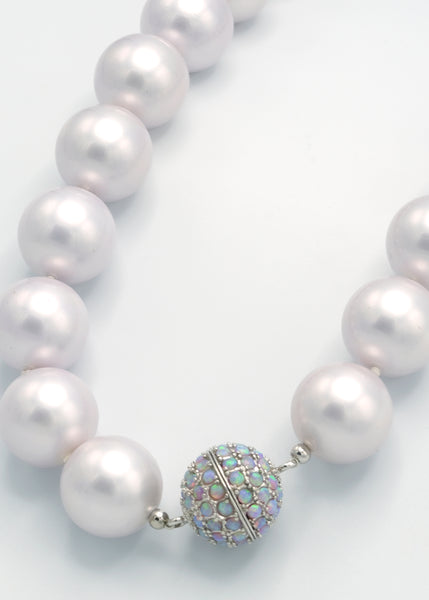 Classic Majestic Shell Pearl and Opal Necklace in shades of Silver Pink
