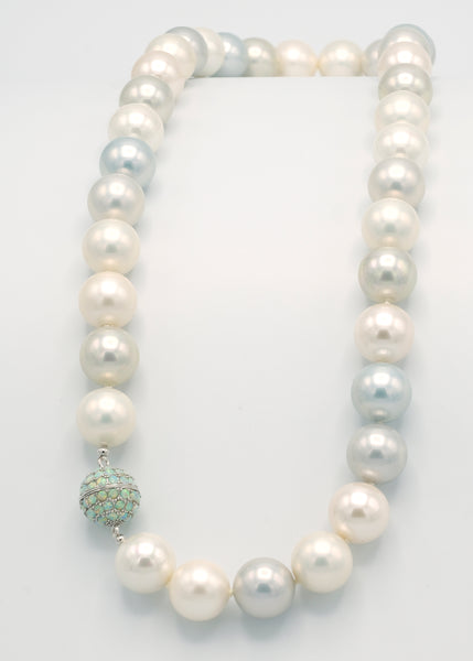 Classic Majestic Shell Pearl and Opal Necklace in Multi Pastel Shades