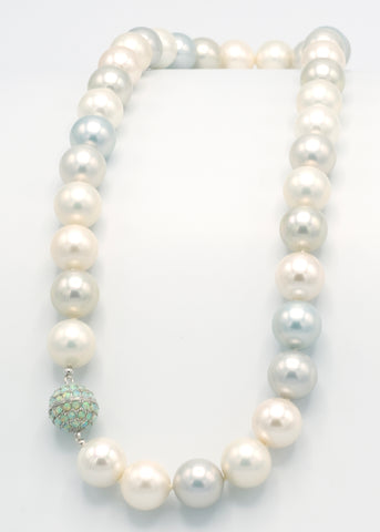 Classic Majestic Shell Pearl and Opal Necklace in Multi Pastel Shades