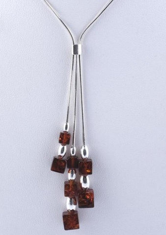 Cube Amber 3 Strand  Necklace