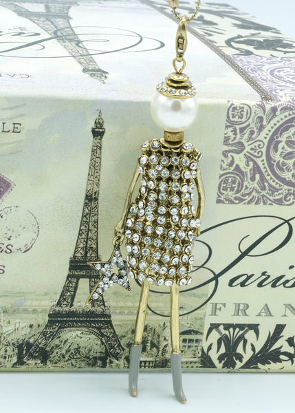 French Diva Doll Necklace Lady Gaga Gold