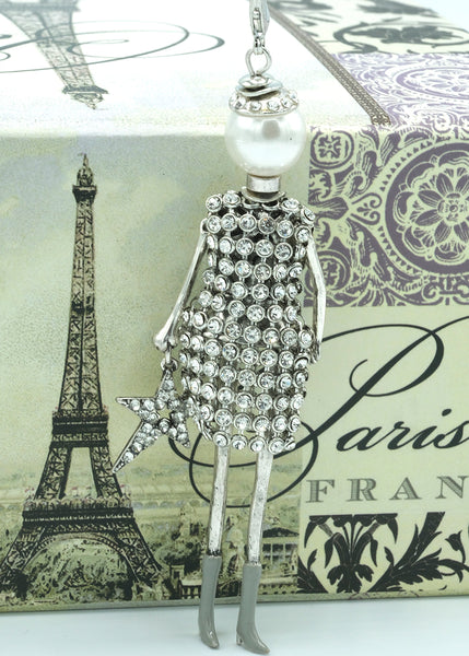 French Diva Doll Necklace Lady Gaga Silver