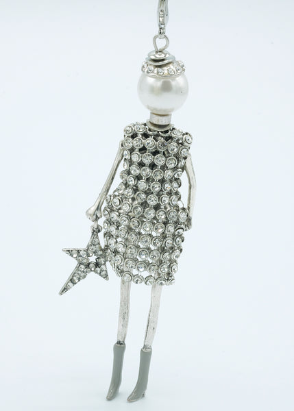 French Diva Doll Necklace Lady Gaga Silver