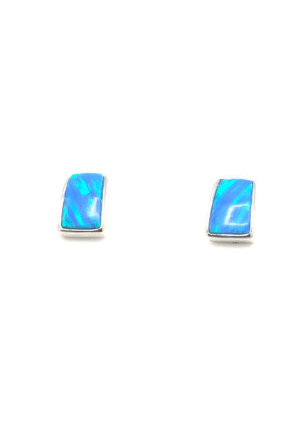 Blue Fires Inlaid Opal Studs
