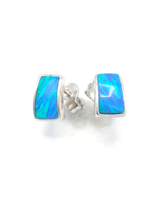Blue Fires Inlaid Opal Studs