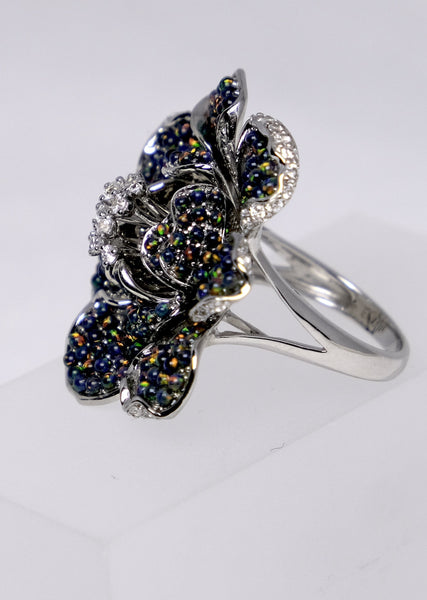 Opal Green Fires Flower Ring