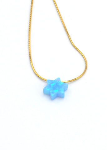 Star of David Blue Opal Necklace