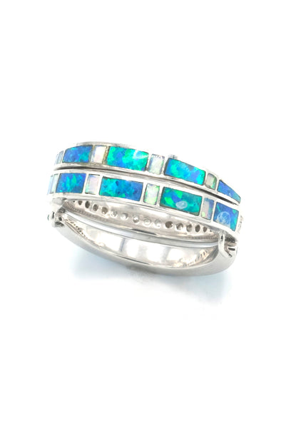 Blue Fire Opal Inlaid Flip Ring