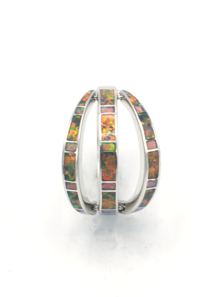 PInk Fire Opal Inlaid Flip Ring