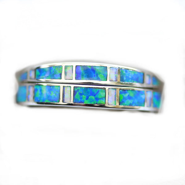 Blue Fire Opal Inlaid Flip Ring