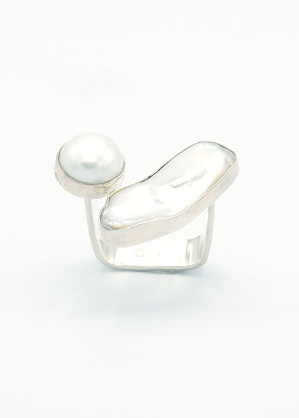 Modern Double Pearl Ring