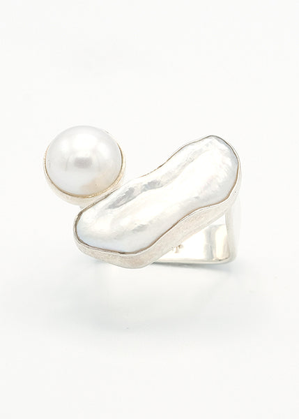 Modern Double Pearl Ring