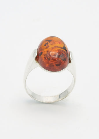Cognac Oval Amber Ring