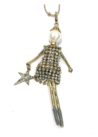 French Diva Doll Necklace Lady Gaga Gold