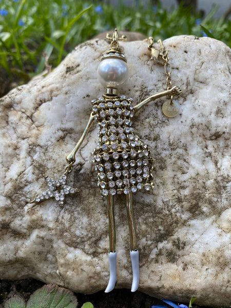 French Diva Doll Necklace Lady Gaga Gold