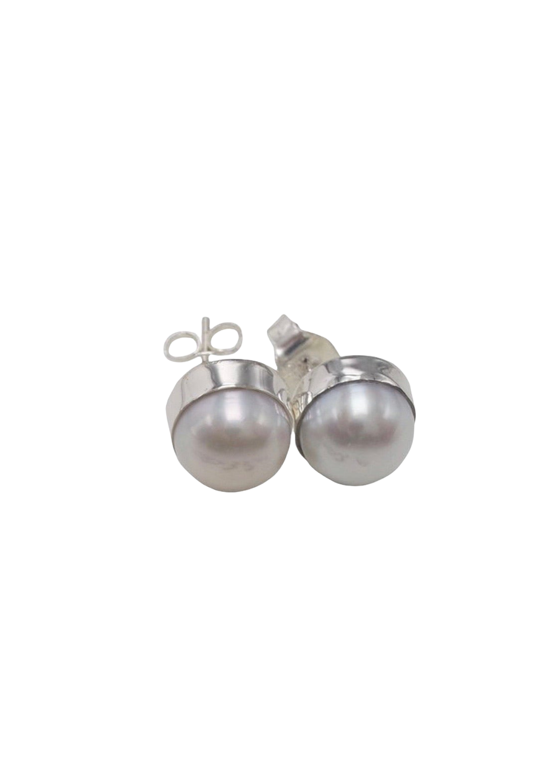 Bezel Set Pearl Earrings