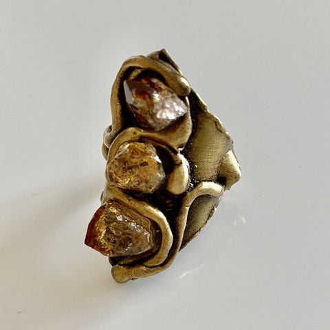 Citrine & Brass Florine  Ring