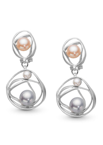 Infinite Wave Earrings with Pearls