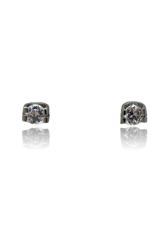 CZ in Sterling Silver Arc Studs