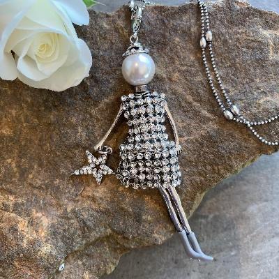 French Diva Doll Necklace Lady Gaga Silver