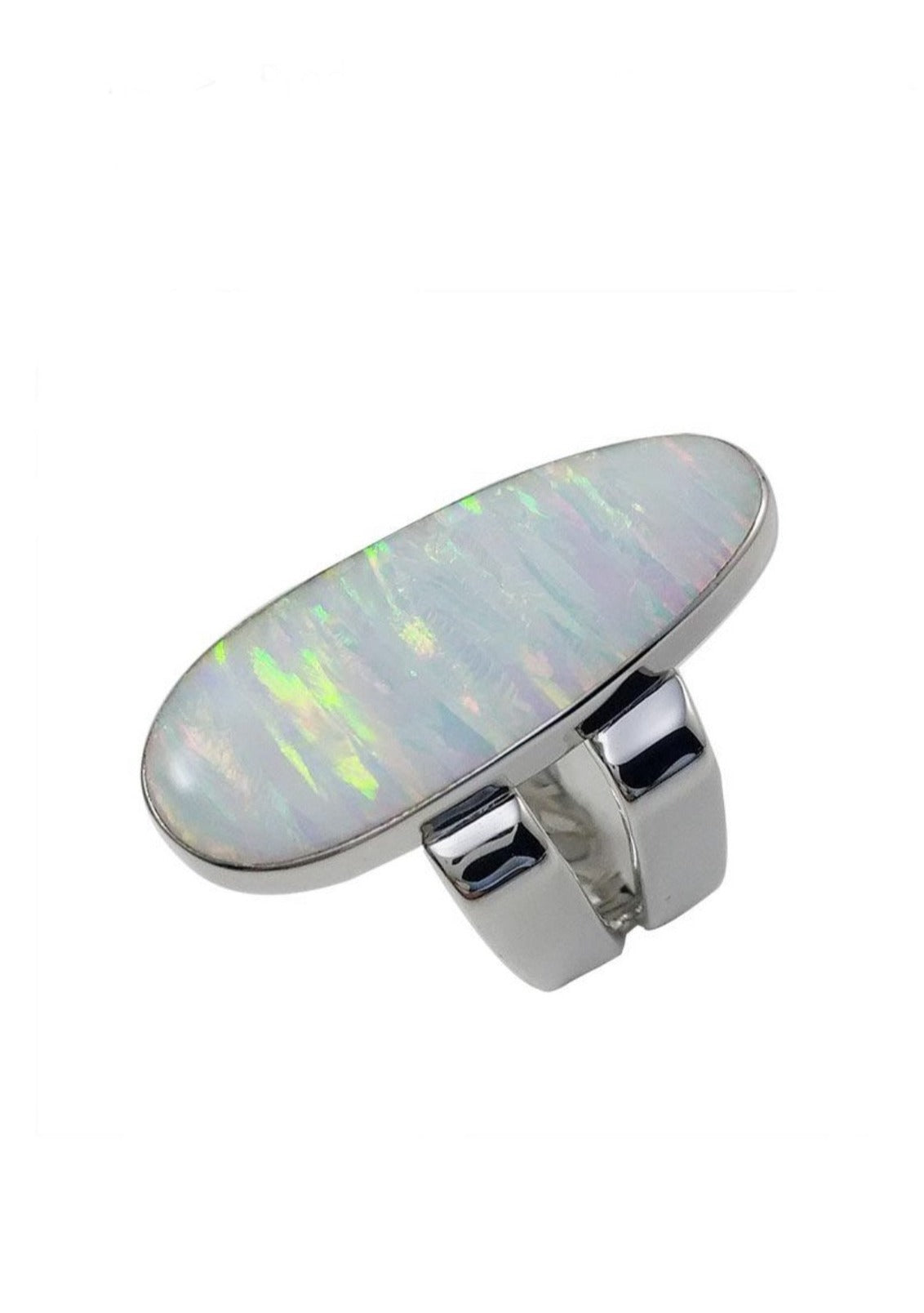 Opal White Fire Oval Ring