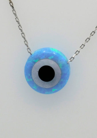 Double Side Evil Eye Opal Necklace