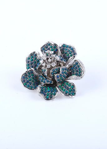 Opal GreenFires Flower Pendant/Brooch